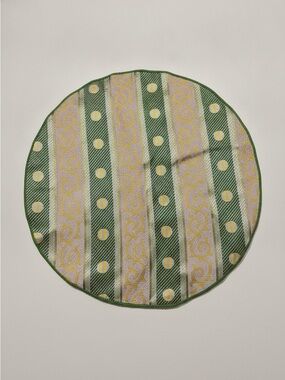 Vintage Round 100% Silk Pocket Square or Scarf – Green & Gold – 11”